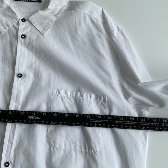 Hannes Roether Avant Garde Shirt 2XL White Button Up Cotton Crinkle Thin Summer - Picture 6 of 11